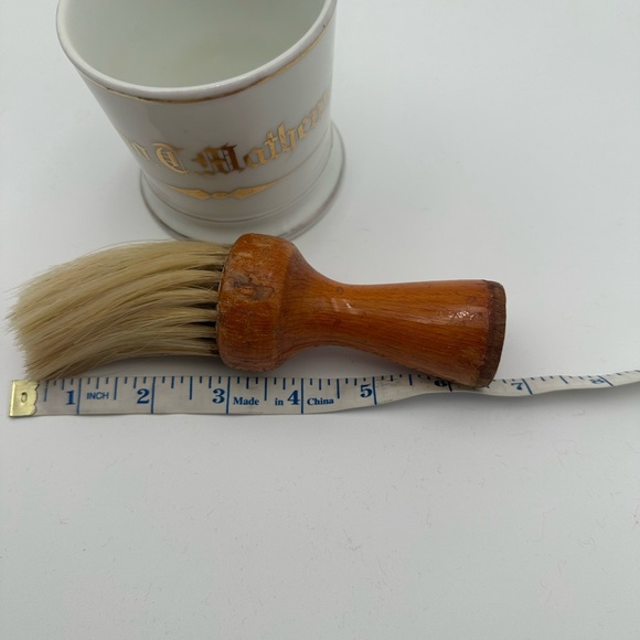 Vintage Barbershop Luxury Shave Mug With Brush. Gold Monogrammed Name - Mathers - Picture 5 of 11